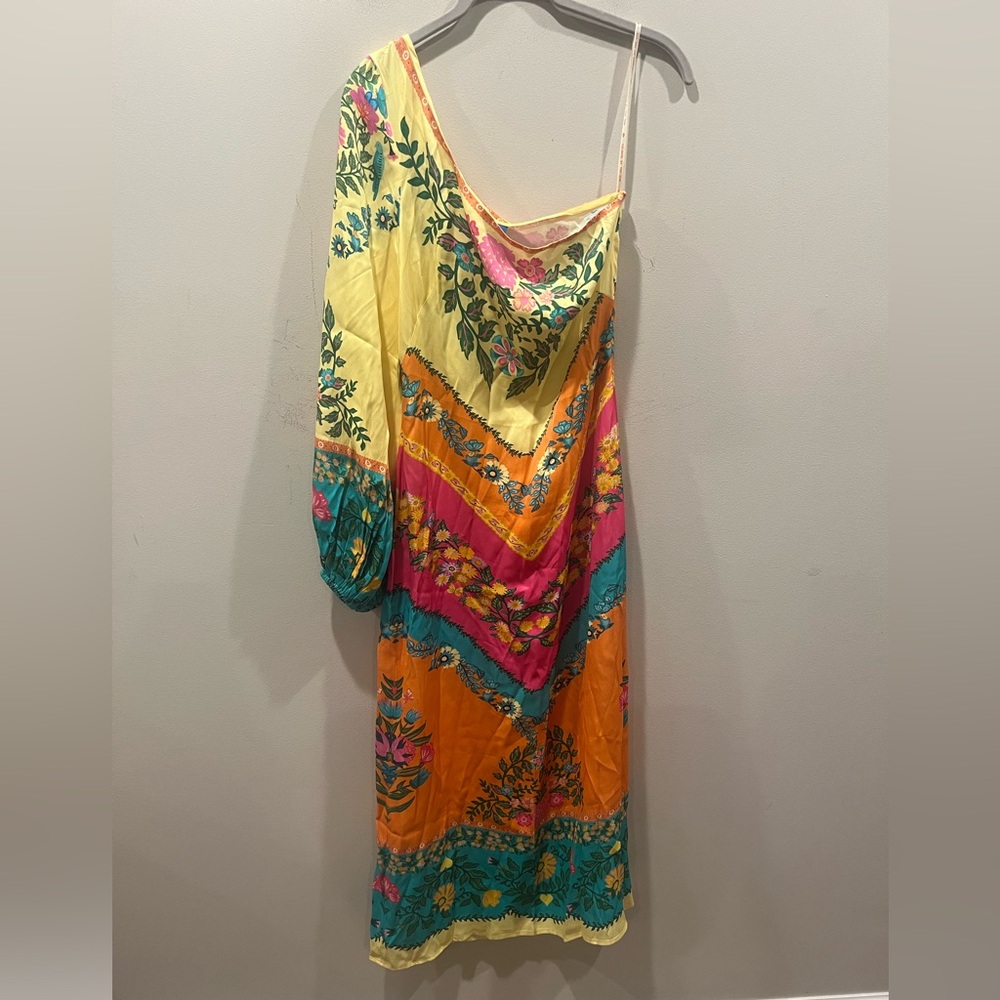 NEW Farm Rio x Anthropologie One-Shoulder Printed Midi Dress, XXS - Picture 2 of 5
